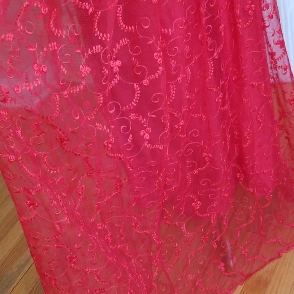 VTG Handmade 60s/70s Boho Red Chiffon Dress - Picture 6 of 8